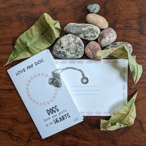 Love My Dog Silver Tone Necklace Woof Charm 16-18"